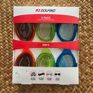 DolfinoYouth Swim Goggles Set - Blue, Green, Red